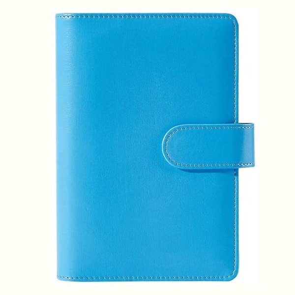 A6 PU læder Notebook Binder, til pengebesparende konvolutter Organizer opbevaring Blue