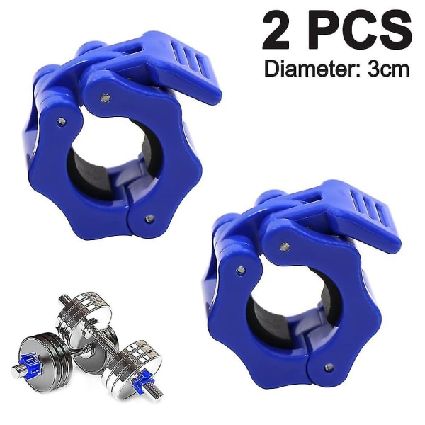 2 stk Gym Barbell Clamps Quick Release Barbell Kraveclips Blue-3cm