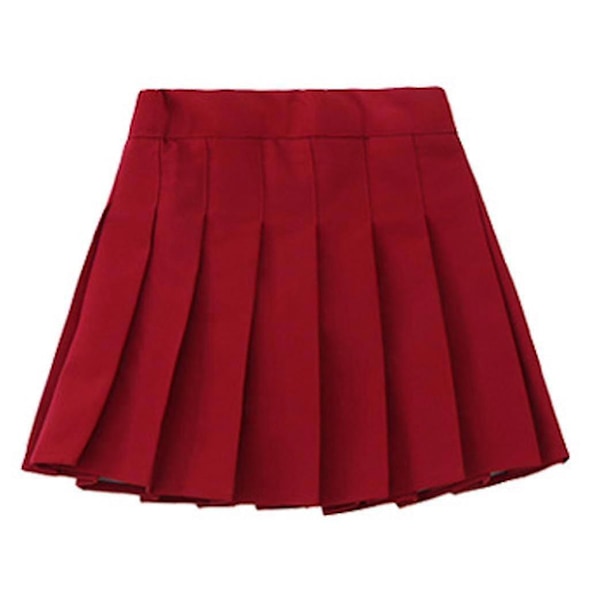 High Waisted Pleated Zip Tennis Style Skater Mini Skirt for Girls (Kids) - Red 11-12 Years