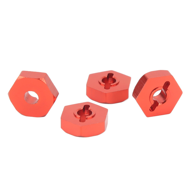 4 ST RC Hex Nav Adapter Aluminiumlegering RC Hex Koblingsdeler for Traxxas E Revo 1/16 RC Bil Rød