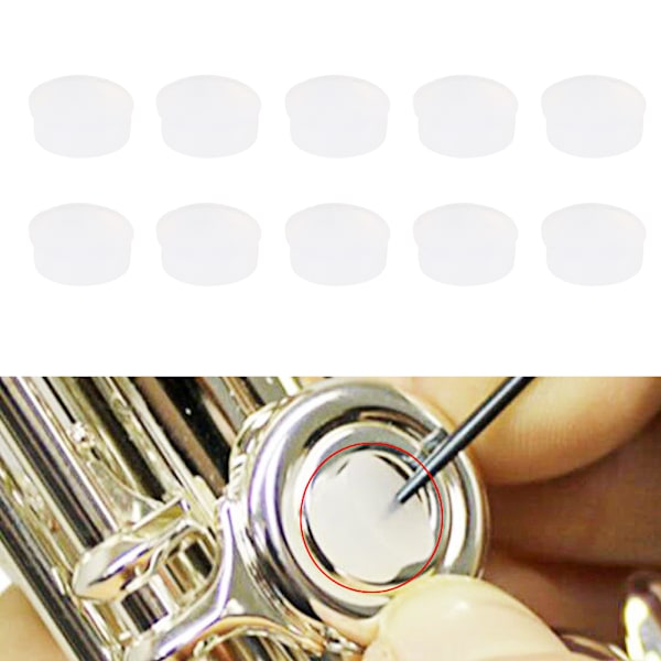 10 stk gummifløjtehullplugger Erstatningssett Musikinstrumenttilbehør 7x2,5mm Transparent CF99