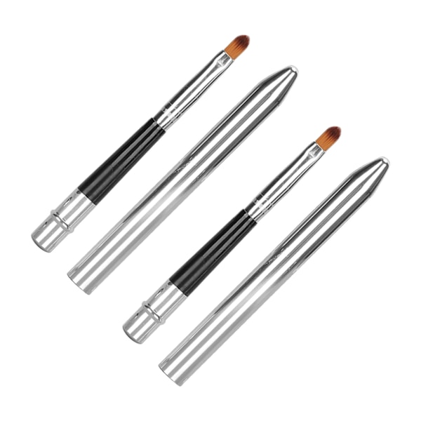 2 stk leppebørste Ergonomisk innfellbar tetningsdesign Liten lett å rengjøre Leppestiftbørste i aluminiumsrør med ett hode