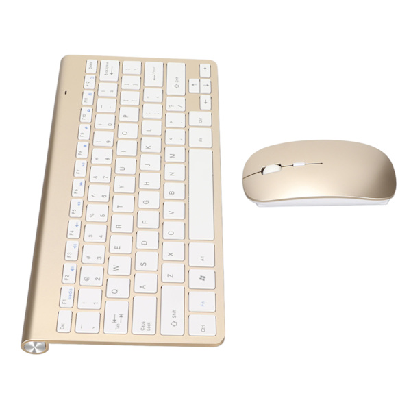 Tangentbord Mus Set 2.4G trådlöst 78 nycklar USB Tunna Etsade Keycaps Ergonomi Mute Button Datortangentbord Mus Guld