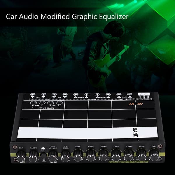 Billaudio Modifierad Grafisk Equalizer EQ 7s Billaudio Stereo Tuner med 3,5 mm Aux-ingång & Knapp