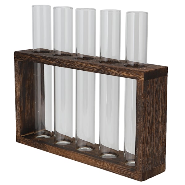 Bordsskiva Glasrör Vas Hög Borosilikat Glas Furu Stomme Retro Tube Växtvas för hydroponiska växter Heminredning5 flaskor