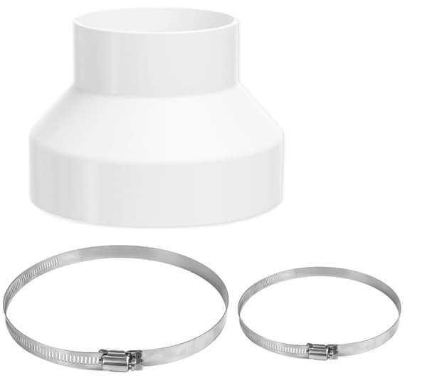 150 mm til 100 mm afløbsrørsadapter, rund røradapter med 2 klemmer i rustfrit stål, rørkobling til ventilationssystem, ventilationskanal