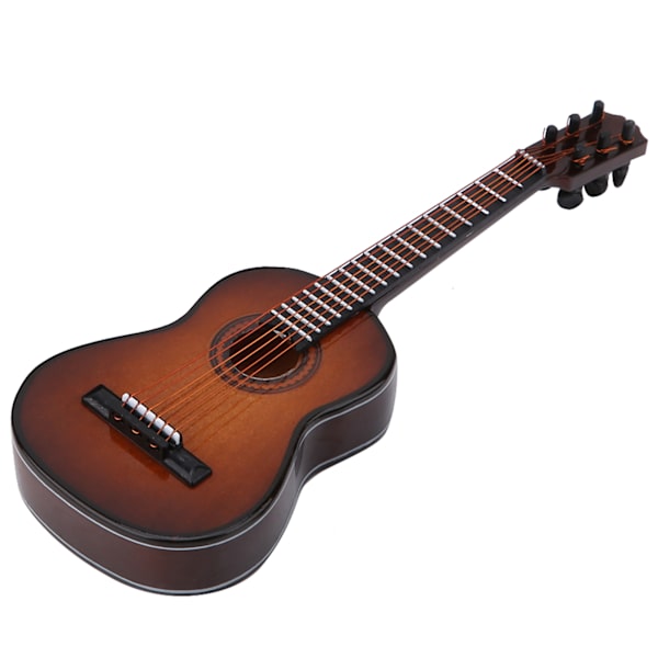 Mini træguitar model display Mini musikalske pynt Håndværk hjemindretning (brun 14cm)
