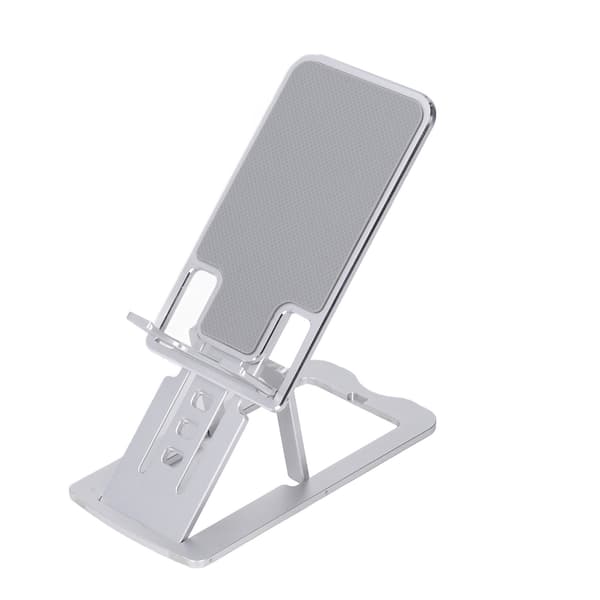【NX】Telefonställ Vikbart Bärbart Ergonomisk 7 vinkeljusteringar Botten Silikon Aluminiumlegering Tabletthållare Silver