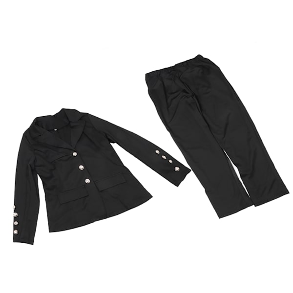 Kvinnor Jacka Byxor Affärskostym Slim Fit Bekväm Andas Enfärgad Kontorsarbetsdräkt Set Svart M
