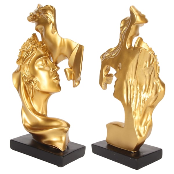 Kyssande älskare Statyer Harts Modern Romantisk Ornament Statyett Par Konst Hartsskulptur för heminredning Guld