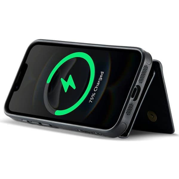 DG.MING M6-serien kompatibel med iPhone 16e Plånboksfodral Magnetisk Svart