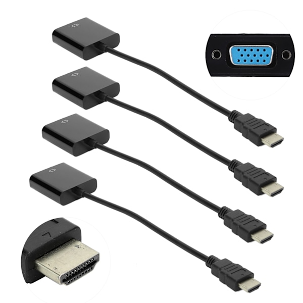 4 kpl HDMI-VGA-liitäntäkaapeli kannettavalle tietokoneelle DVD:lle PS3/X360 Boxille 1080P Video HDTV