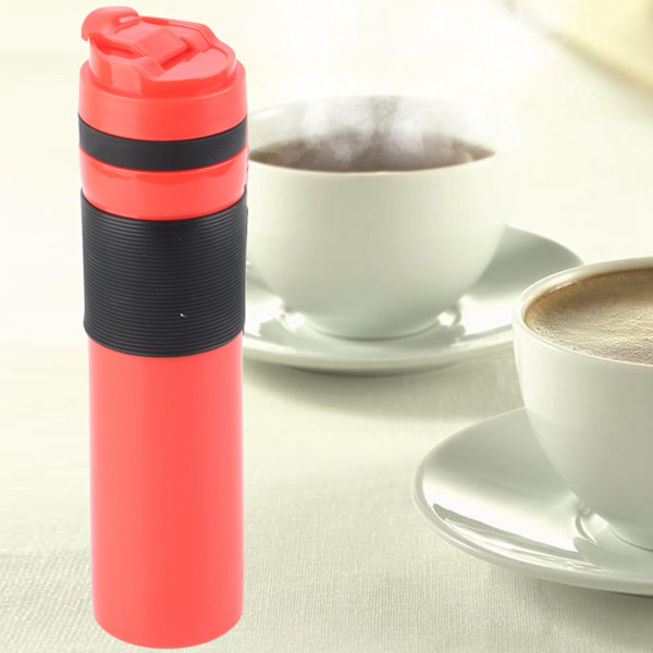 350 ml Bärbar kaffepressflaska Te Kaffebryggare Dricksvattenkopp för resor Röd