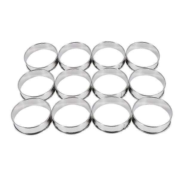 Rustfritt stål dobbeltvalsede runde terteringer muffins crumpet bakeformer Silver