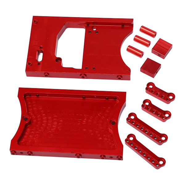 Styreboks i aluminiumslegering + Baklyssett RC Bil Oppgraderingsdeler for MN Modell D90 D91 RC Bil (Rød)