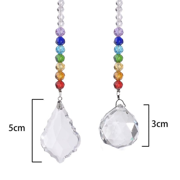 2 stk krystalglaskugle prisme til lysekrone Havevindue Rainbow Maker Chakra hængende dekoration style1