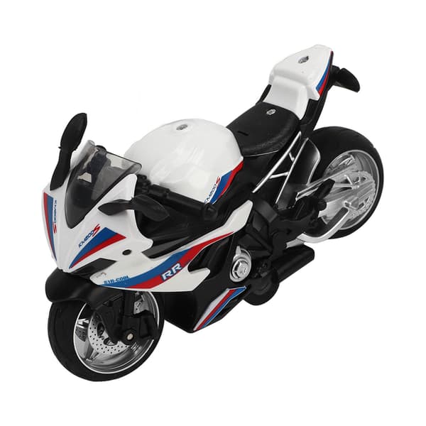Børne Motorcykel Legetøj Træk Tilbage Lyd Lys Effekter Høj Simulation Legering Motorcykel Model Hvid