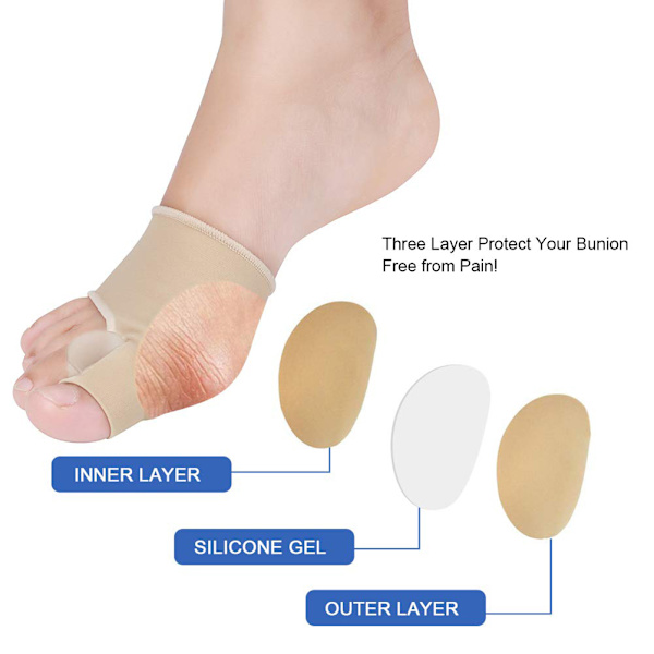 Bunion Corrector tåriktare med inbyggda gelkuddar Knivskydd och tåavskiljare