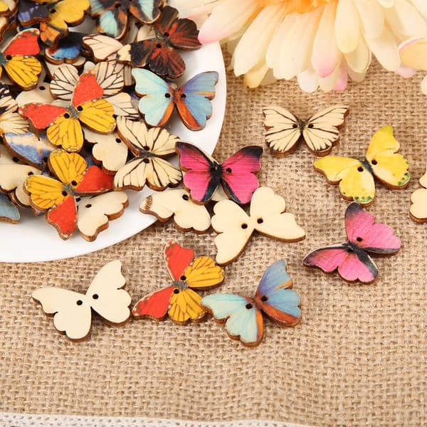 100 stk. træknapper sommerfugleformet DIY-håndværk sytilbehør scrapbooking-indretning (21*27MM)