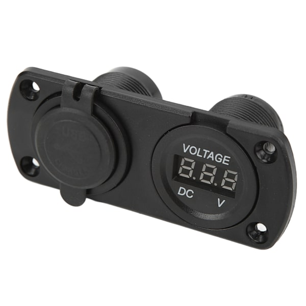 Nopea autolaturi jännitemittari Kaksois-USB 12‑24V Vedenpitävä 2,1A ulostulo Universaali moottoripyörille veneille