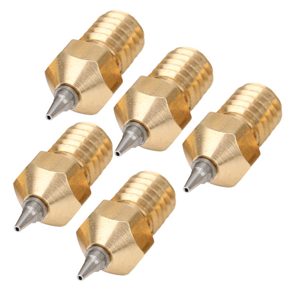 5 stk 3D-printerdyse sett messing med rustfritt stål tips Avtakbare tilbehør 0,4 mm