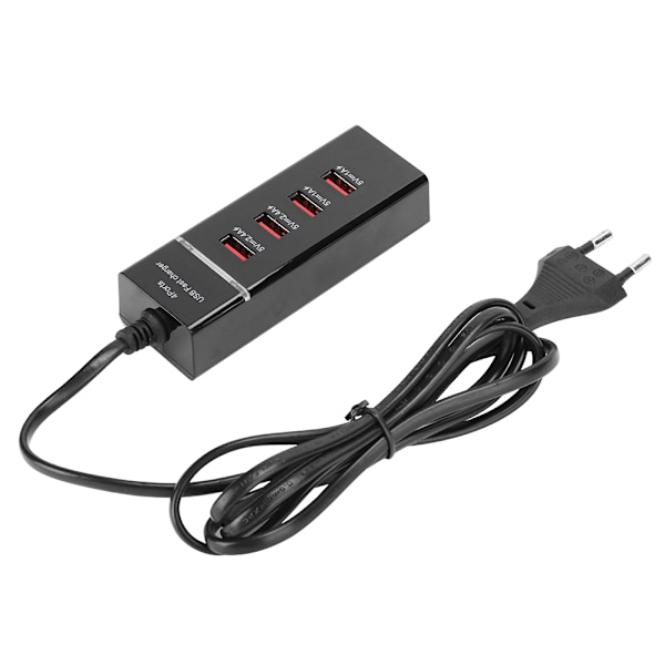 Mobiltelefon Universal 3A Kabellader Desktop Flere 4 Porte USB EU 100‑240VEU Sort 4USB Linje 1,5 m med Emballage