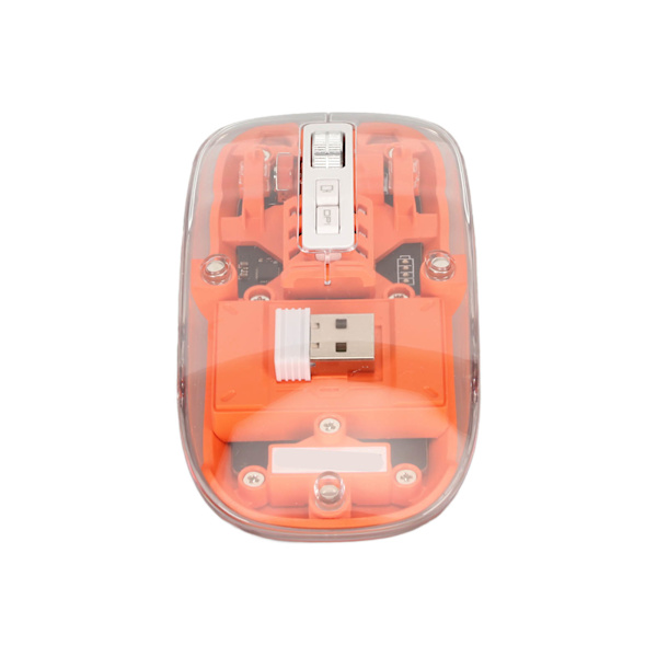 Langaton 2.4G Bluetooth Läpinäkyvä Hiiri 2400 DPI Ladattava 400mAh RGB Värikäs Langaton Hiiri Oranssi