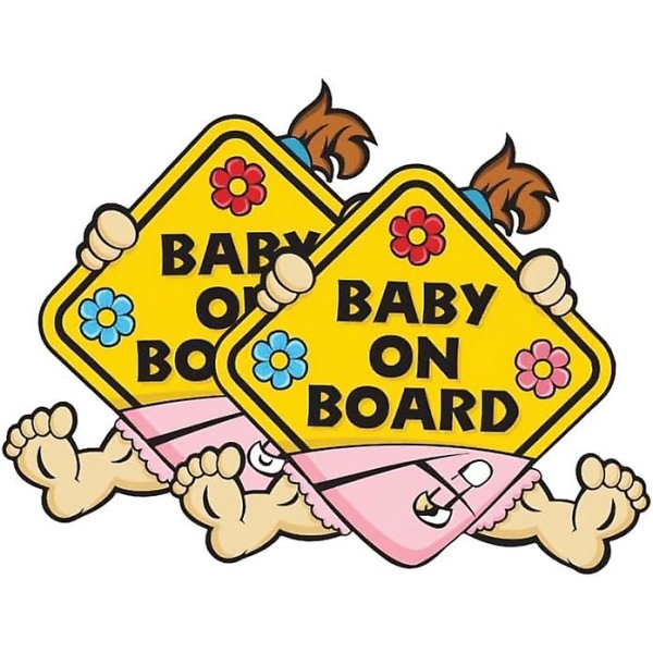 2 stk baby-ombord-skilt for bil, kjøresikkerhetsklistremerke Nyfødt og barn, merkbart advarselsskilt, sterk vedheft ingen skade på bilen