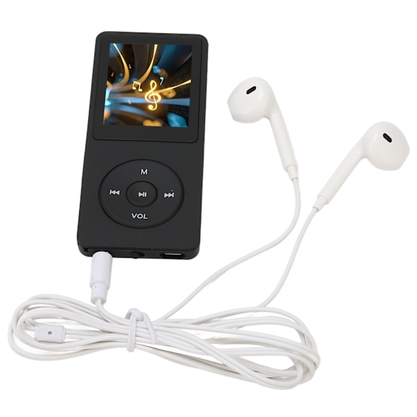 MP3 MP4 Afspiller 1,8 tommer Skærm 8GB Hukommelse 64GB Udvidbar 30 Timer Afspilning Multifunktionel Sports Musik Afspiller Sort