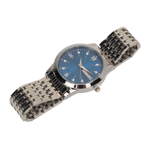 Armbandsur för Män Kvarts Dag Datum Vattentät Casual Lyx Luminous Mode Klänning Klocka med Legering Armband för Affärer Silver Blå