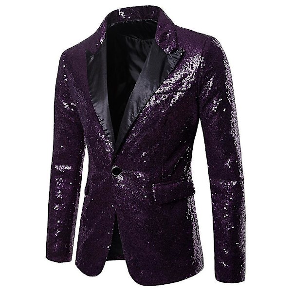 Luksusinen Purppuranvärinen Sekvensoitu Miesten Juhla- ja Prom-Tuxedo-Blazeri