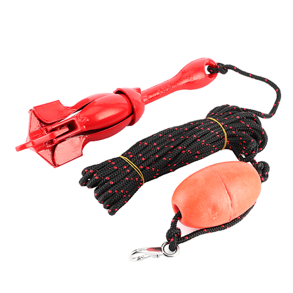 Foldbart ankersett 3,5 lb/1,5 kg rød universal gripe i rustfritt stål for båt Yacht kajakk kanoer