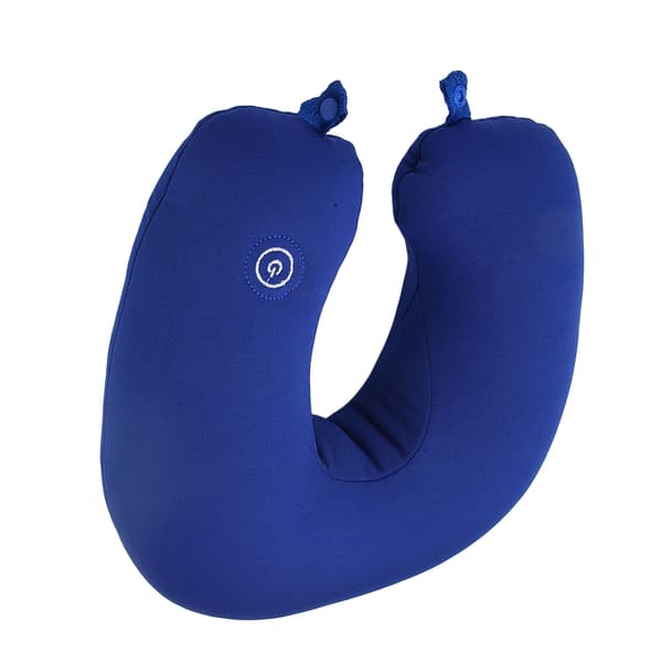 Resekudde Memory Foam U-formad elektrisk vibration Meddelande Flygplan Nackmeddelande Kudde Blå