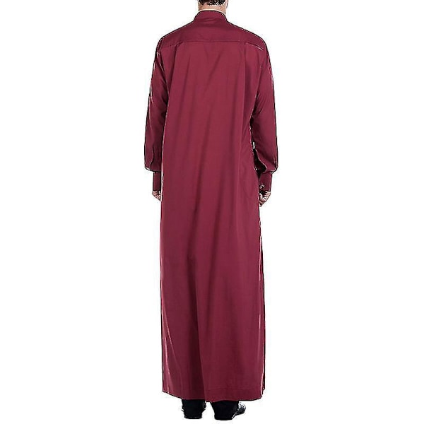 Muslimi miesten pitkä viininpunainen thobe islamilainen kaftan mekko