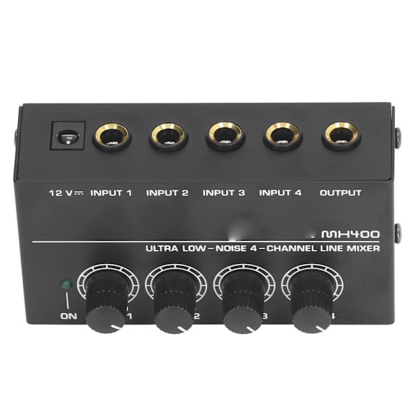 4-kanals Mixer AC 100V‑240V Sort Ultra Lav Støj 4-kanals Kompakt Mixer til Guitarer Bas Keyboard EU Stik