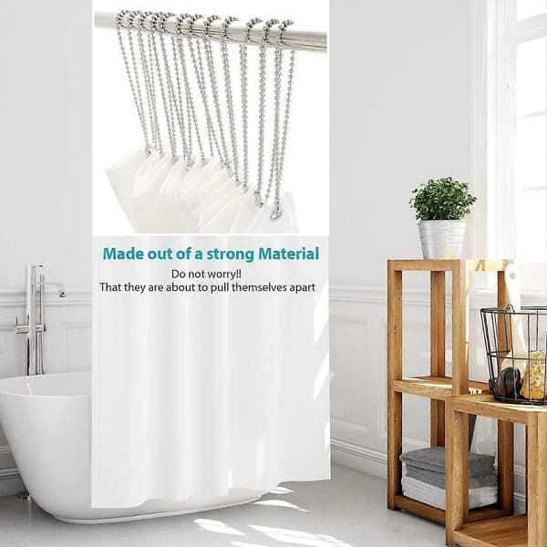 Duschdraperikrokar Lång Storlek 27 tum/70 cm, Duschdraperiringar 12