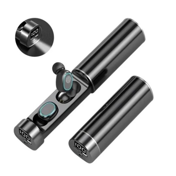 Mini Bluetooth-kuulokkeet kosketusohjauksella LED-näyttö vedenkestävä langaton urheilukuulokkeet kuntosalille ulkoilmaan musta