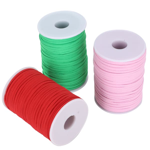 Elastiskt band platt syrepsträng DIY ärmmasktillverkning högelastisk 100 yards rulle (röd rosa grön)