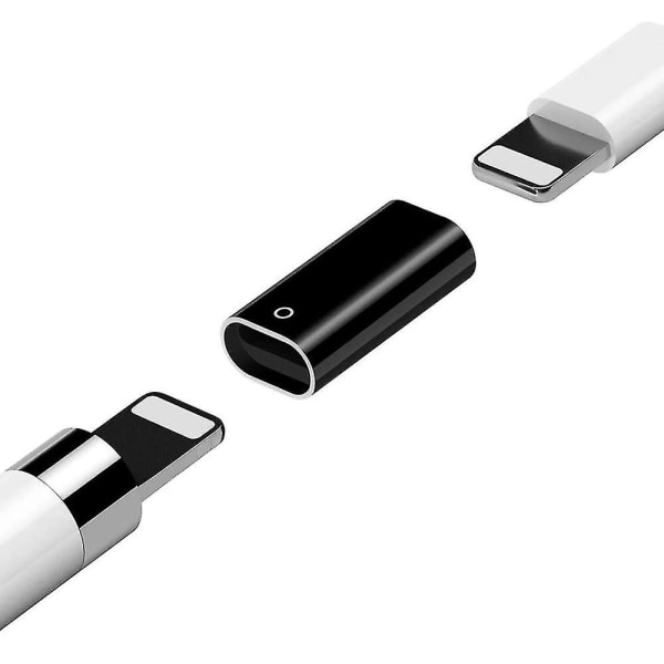 2 stk opladningsadapter kompatibel med Apple Pencil Cable Converter Black