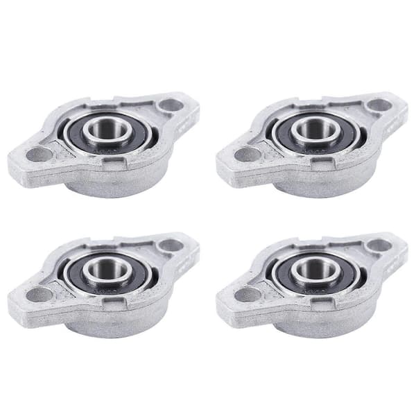 4X KFL000-boring, indvendig diameter 10 mm, flangekuglelejer med lejehus Silver