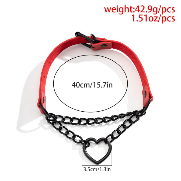 Retro Gothic Love Chain Halsband Kort Chain Punk Metal PU Sweet Cool Halsband