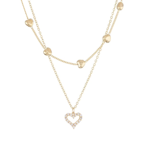 Hjärta hänge halsband för flickor söta dubbla lager choker hals smycken