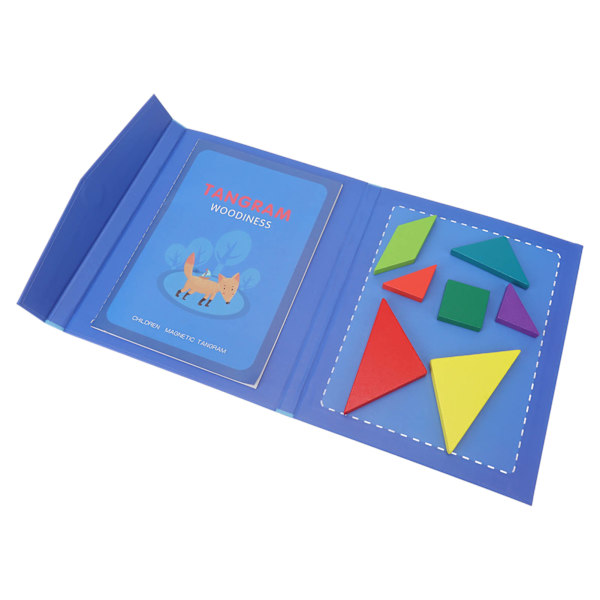 Tangram Legetøj Magnetisk Bogmærke Design Pædagogisk Geometrisk Form Puslespil Træmønster Klodser Sæt til Børn