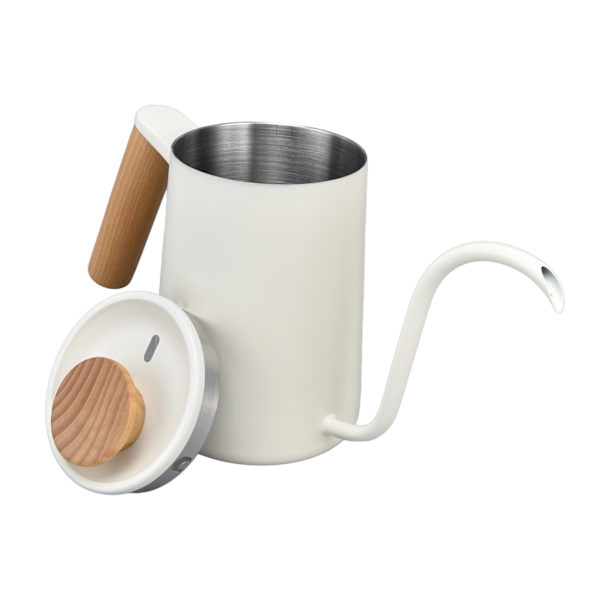 Handtag i rostfritt stål Droppkaffekanna Lång svanhalspip Droppvattenkokare Kaffe Tekanna Matt Vit600ml