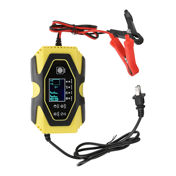 Automatisk Batterilader Intelligent Digital Display Opladningshukommelse Funktion til Biler Motorcykler 100-240V US Stik