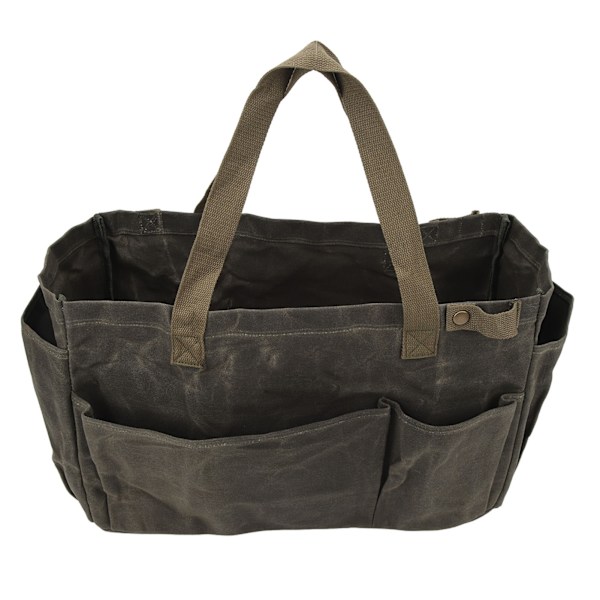 Vandtæt Hardware Værktøjstaske med Håndtag og Flere Rum Canvas Værktøjstaske til Camping Grill Picnic OD Grøn