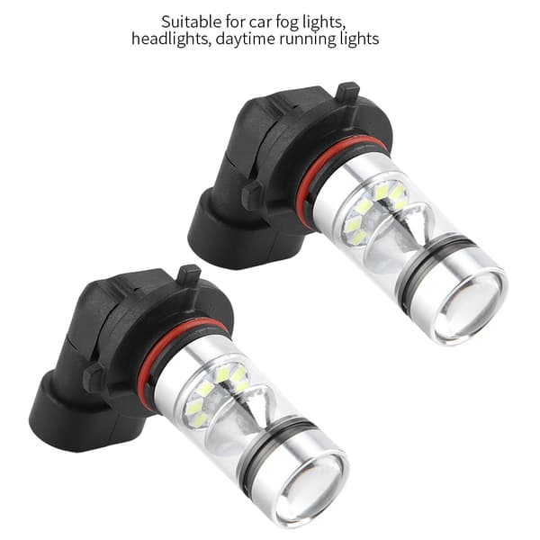 2PC 9005/H10 100W 6000K hvit LED-frontlyspærer Kit Tåkelys Bilkjørelys