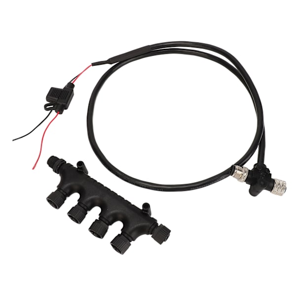 NMEA2000-kaapeli 4-porttisella T-liittimellä 3A sulake 5-nastainen M12-kierre 1m pitkä IP67 vedenkestävä Lowrance-verkolle