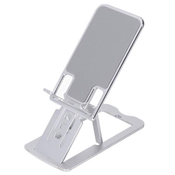 Telefonställ Hopfällbart Portabelt Ergonomiskt 7 Vinkeljusteringar Botten Silikon Aluminiumlegering Tabletthållare Silver