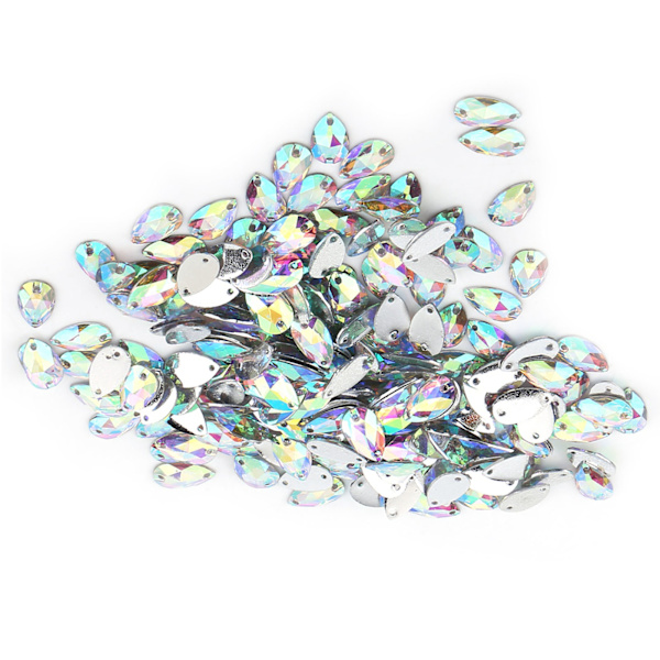 200 st Drop Shape Resin Flatback sömnad Rhinestone med dubbla hål dekoration (flerfärgad)